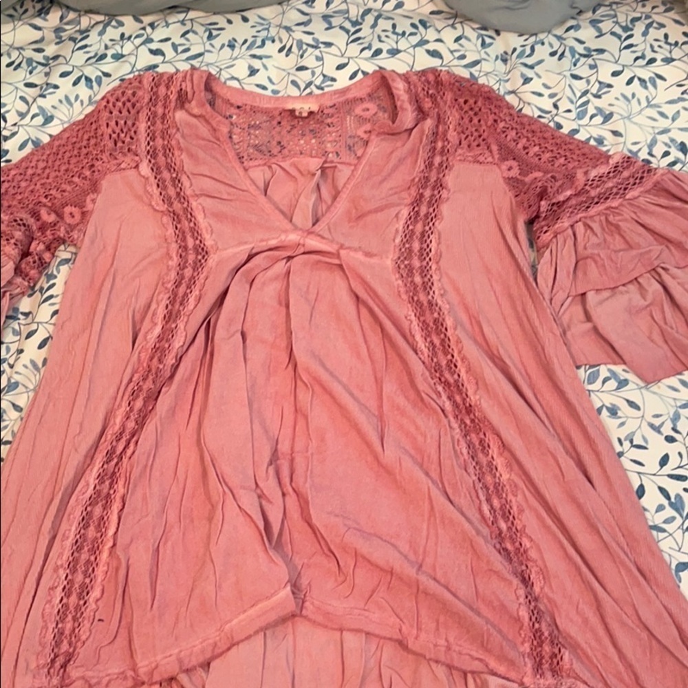 Pol S flowy pink top